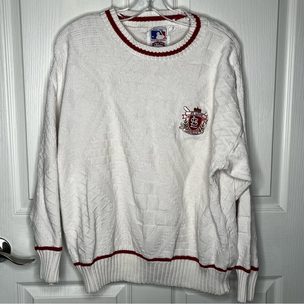 Vintage Nutmeg Mills Textured St Louis Cardinals Sweater Sz L MLB